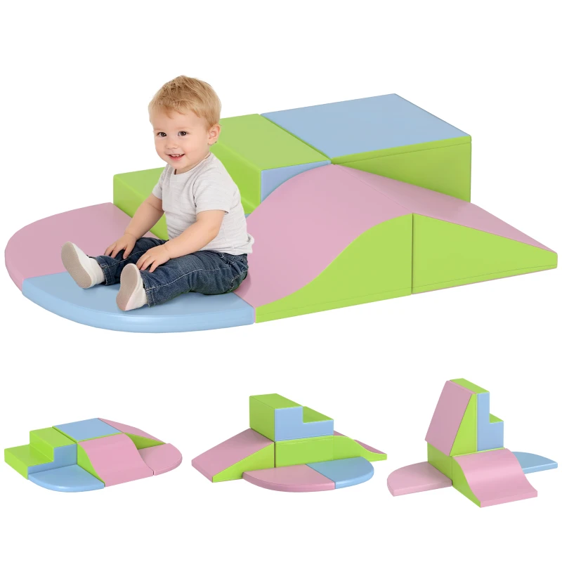 HOMCOM Module motricité bébé 6PCS parcours motricité bébé en mousse EPE pour enfants d'âge préscolaire, multicolore