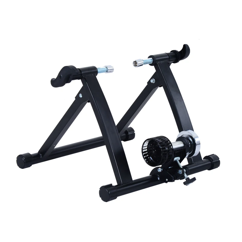HOMCOM Deluxe Indoor Bicycle Trainer Stand Fan Fly Wind Wheel with Foldable Turbo Trainer & Noise Reduction Suitable for Tyres 26"-28" & 700C Wheel Road Bike - Black