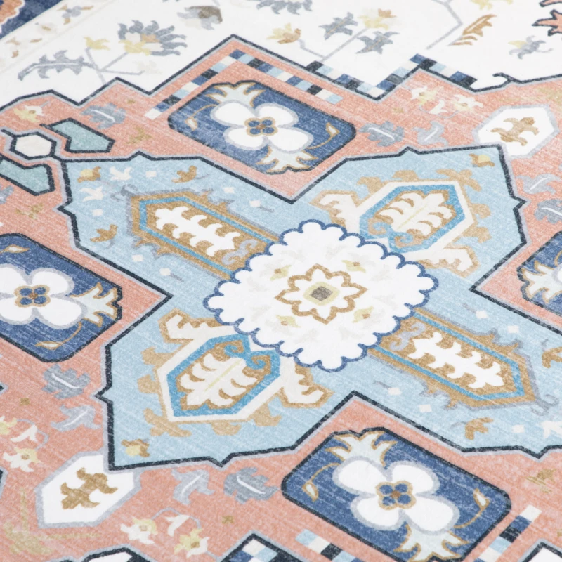 HOMCOM Vintage Area Rugs, Faux Rabbit Fur Large Carpet for Living Room, Bedroom, Dining Room, 160 x 230 cm, Blue