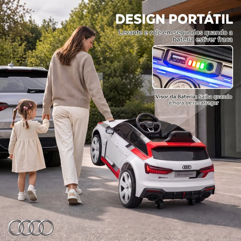 AIYAPLAY Carro Elétrico para Crianças Audi RS 6 Avant GT 12V com Comando à Distância 2,4 G, Motor Duplo, Arranque Suave e Suspensão