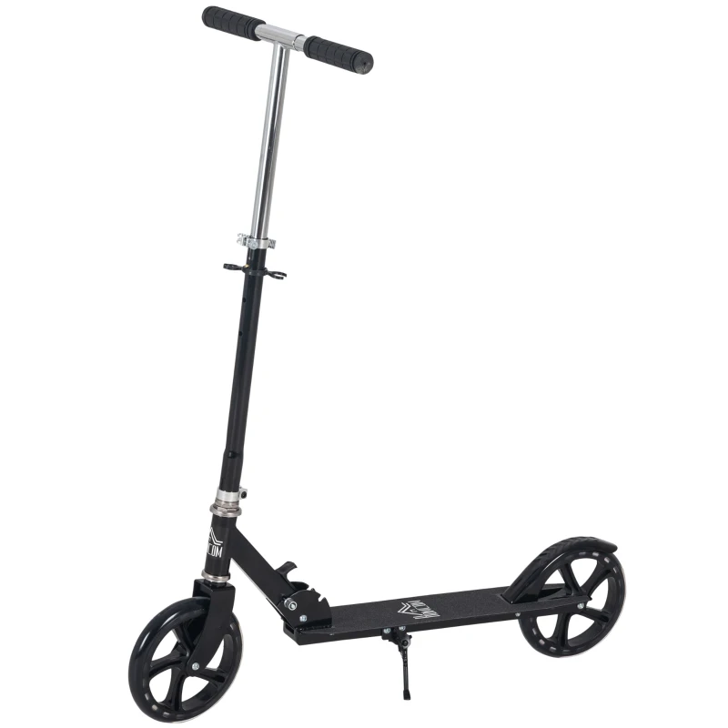 HOMCOM Patinete Plegable para Niños de 7-14 Años Scooter Infantil Manillar Ajustable en Altura de 4 Niveles con Freno 88x37x75-100 cm Negro