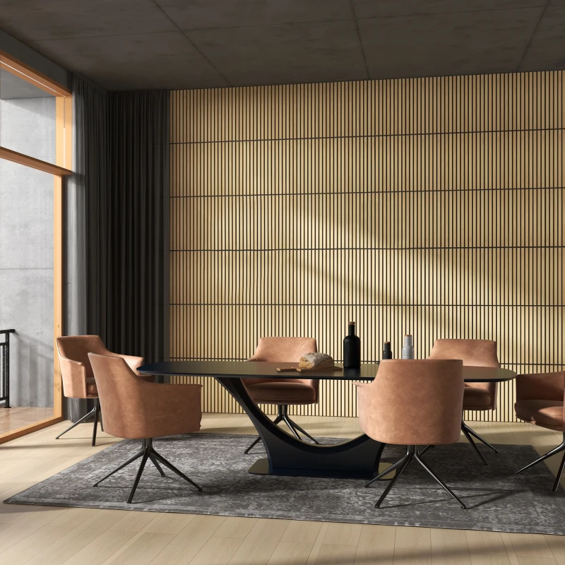 HOMCOM Akustikpaneel, Schallabsorption, DIY Lamellenwand, MDF & Polyester, einfache Installation, Eiche