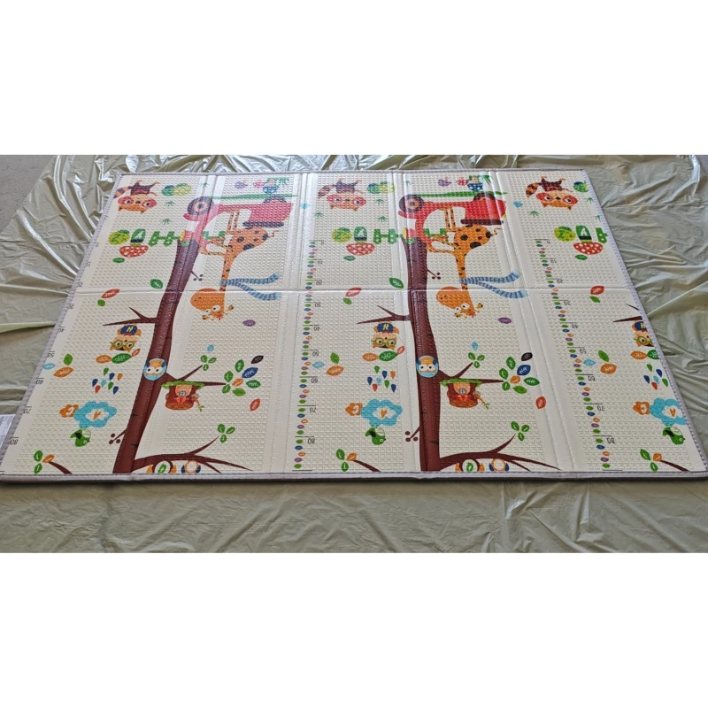 AIYAPLAY Alfombra de Juego para Niños 200x150x1.5 cm Tema Bosque Plegable Reversible en XPE, 0-3 Años, Multicolor