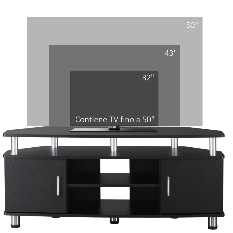 HOMCOM Mobile Porta TV Classico da Soggiorno con 2 ripiani e 2 Armadietti Nero