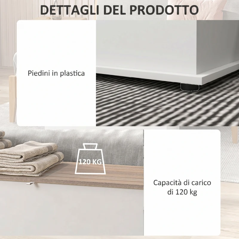 HOMCOM Arcón de Almacenamiento con Tapa Carga Máx. 120 kg para Dormitorio Salón 100x40x40 cm Natural y Blanco