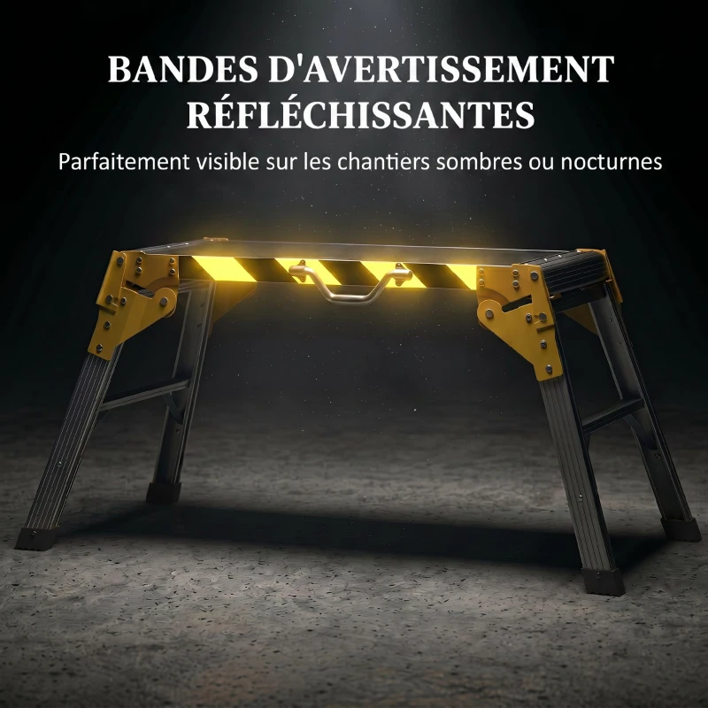 HOMCOM Établi pliant, établi de serrage en aluminium, table de travail robuste avec poignée, design antidérapant, argenté