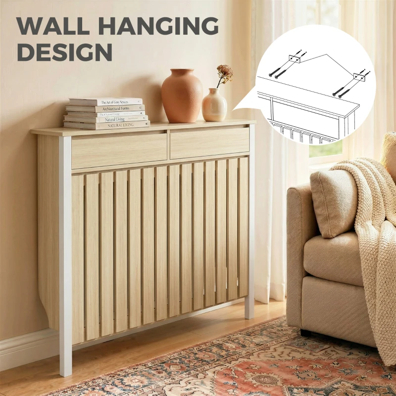 HOMCOM 93 x 119cm Rustic-Look Radiator Cover - Oak
