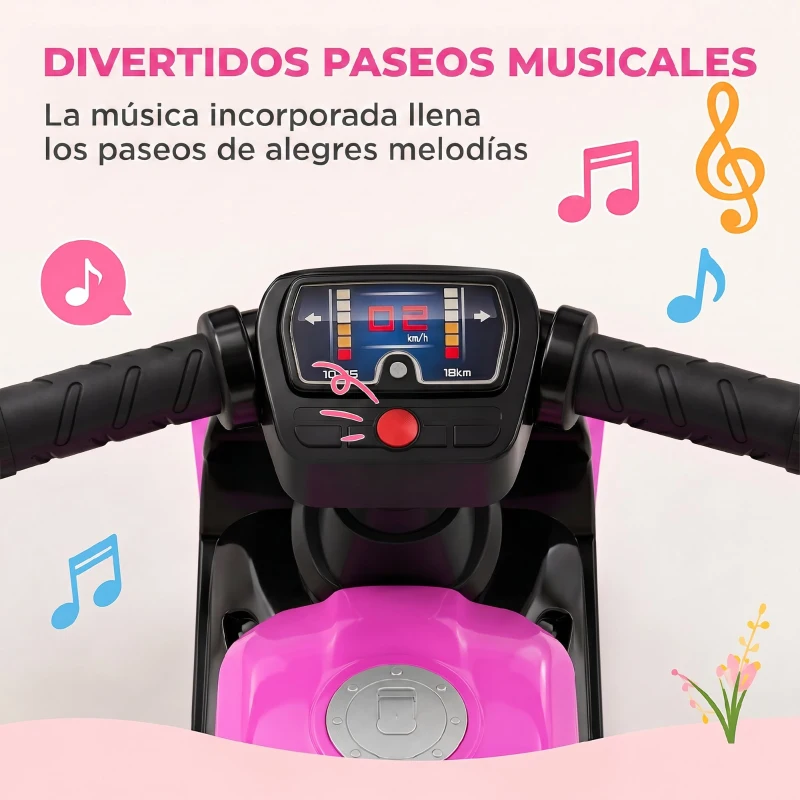 AIYAPLAY Bicicleta sin Pedales Moto Correpasillos con Música y Ruedas Extra Anchas para Niños y Niñas de 18 a 36 Meses Rosa