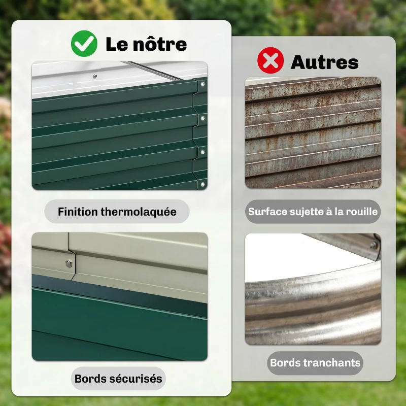 Outsunny Lot de 2 Carrés Potagers de Jardin Rectangulaires, Tôle d'Acier Ondulée, 120 x 60 x 30,5 cm, Vert Foncé