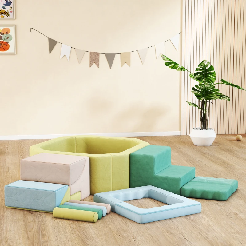 AIYAPLAY Parcours motricité bébé module motricité bébé avec piscine à balles housse lavable 160 x 137,5 x 30 cm multicolore