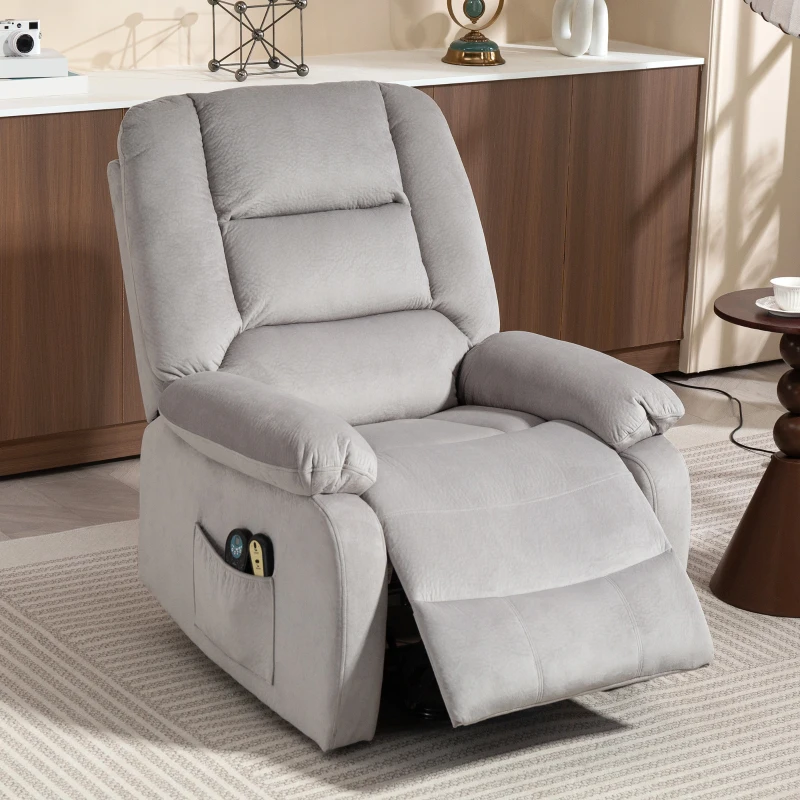 HOMCOM Aufstehsessel mit Massagefunktion, 90x93x110cm, Hellgrau(m-10)
