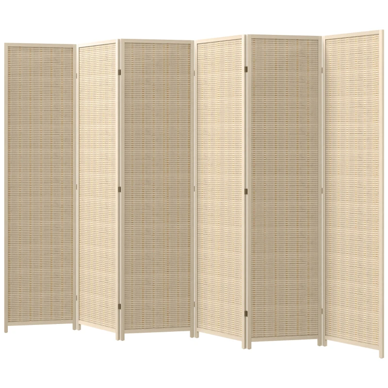 HOMCOM Paravent en bois séparateur de pièce closion de séparation pliable 6 panneaux 270 x 180 cm bois naturel