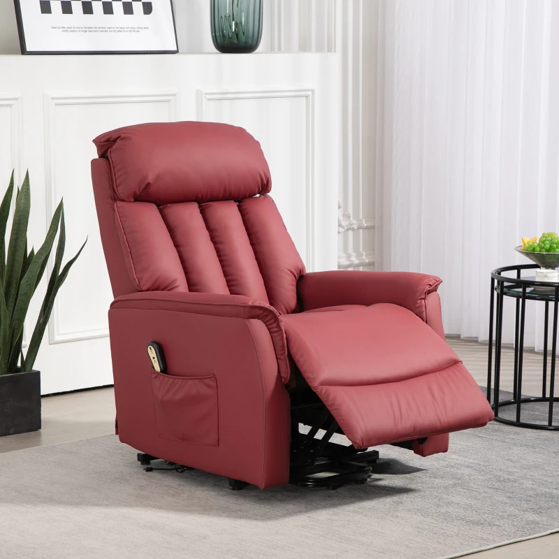 HOMCOM Poltrona Relax Reclinabile Alzapersone Elettrica con Telecomando e Poggiapiedi, 80x94x104cm Rosso