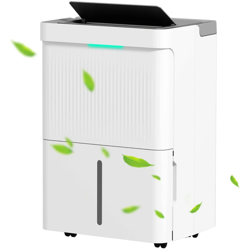 HOMCOM Deshumidificador 35L/día Depósito de Agua 5,5L Pantalla LED Temporizador 24 H Bloqueo Infantil hasta 40-100㎡ Blanco