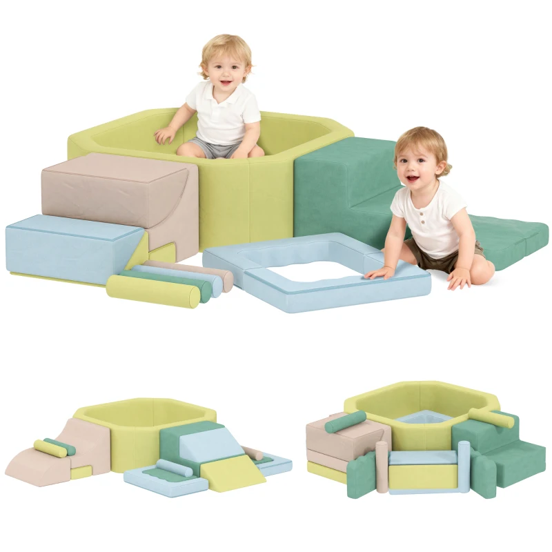 AIYAPLAY Parcours motricité bébé module motricité bébé avec piscine à balles housse lavable 160 x 137,5 x 30 cm multicolore