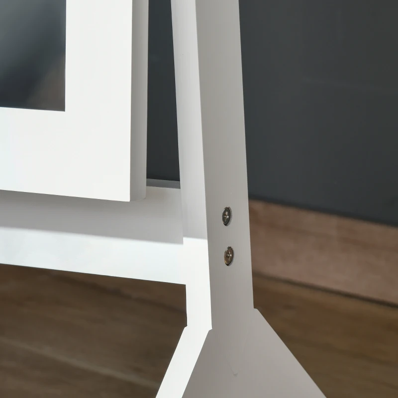 HOMCOM Specchio a Figura Intera con 4 Gambe e Angolazione Regolabile, in Legno e Vetro, 47x46x148 cm, Bianco