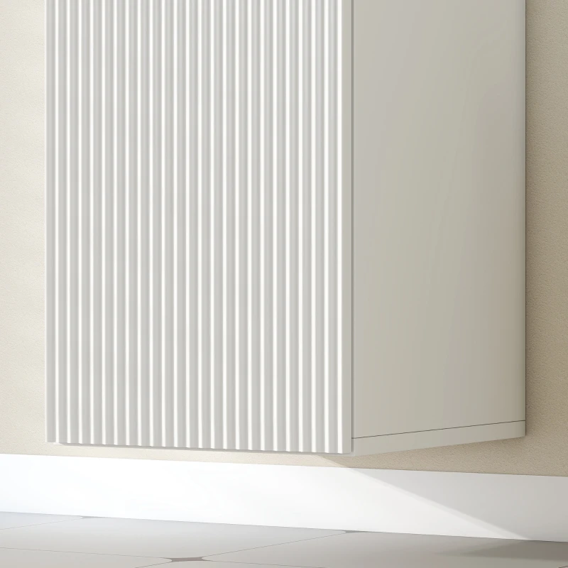 HOMCOM Mobile Bagno Sospeso a Colonna con Ripiani Regolabili e Chiusura Soft Close, 30x31.5x160 cm, Bianco