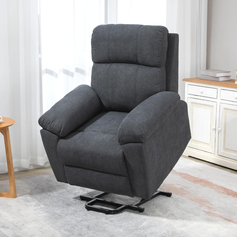 HOMCOM Fauteuil releveur électrique fauteuil massant inclinable avec repose-pied télécommande revêtement synthétique tissu gris