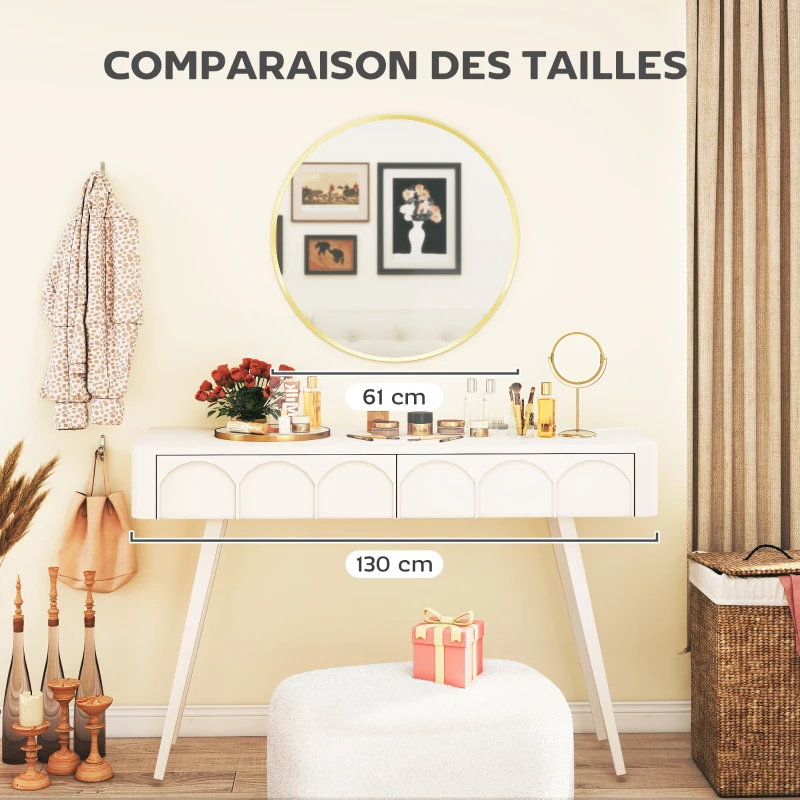 HOMCOM Miroir mural rond Ø 61 cm, cadre en alliage d'aluminium, pour salle de bain, chambre, salon, couloir, doré