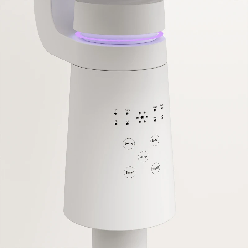 HOMCOM Pedestal Air Circulation Fan with Oscillating, Light Off, White