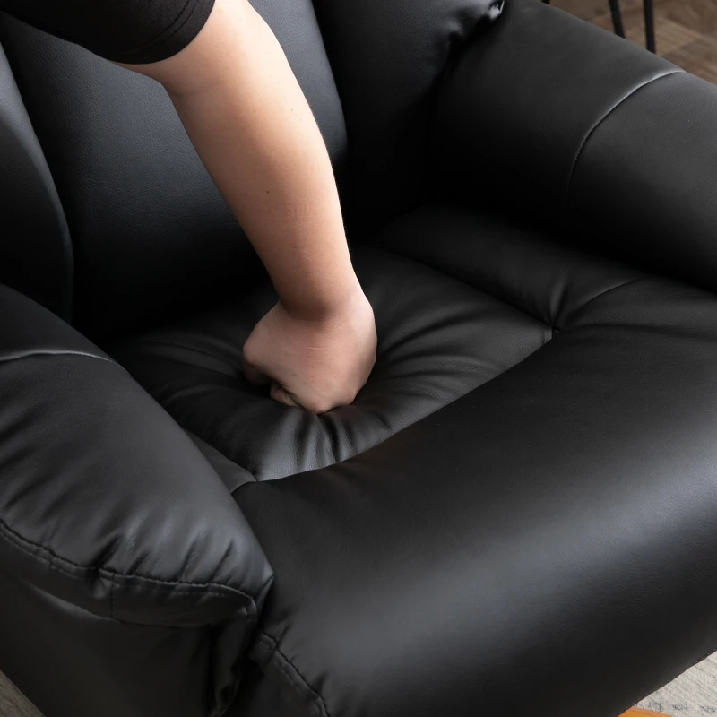 HOMCOM Electric Massage Recliner Chair with Ottoman, Faux Leather Swivel Recliner with Remote Control and 5 Modes for Living Room, Black