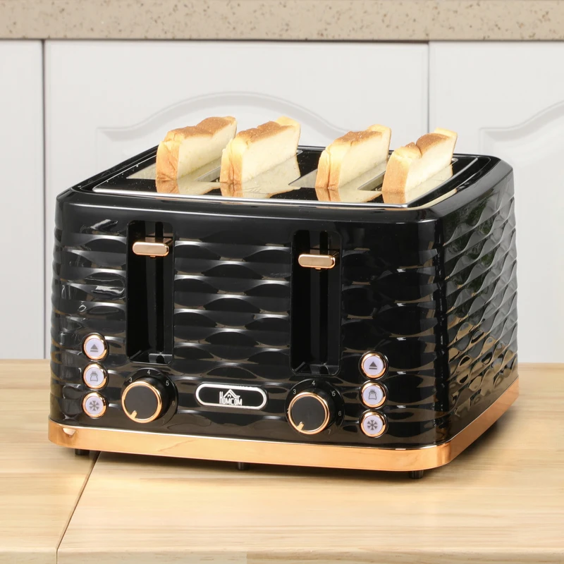 HOMCOM Four-Slice Rippled Toaster - Black