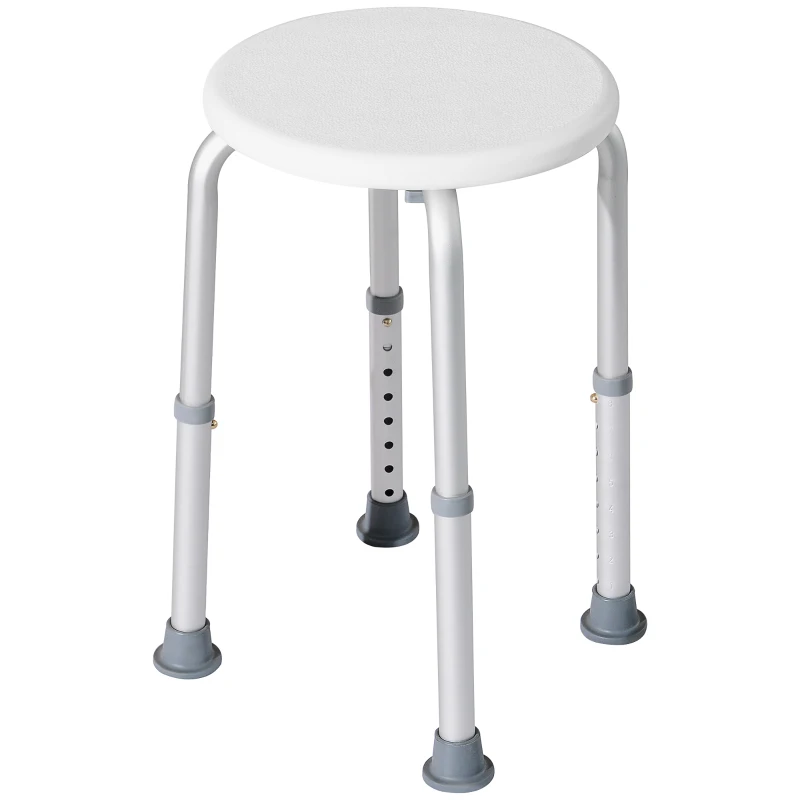 HOMCOM Taburete de Ducha de Aluminio con Altura Regulable Antideslizante Carga 136 kg para Ancianos y Discapacitados
