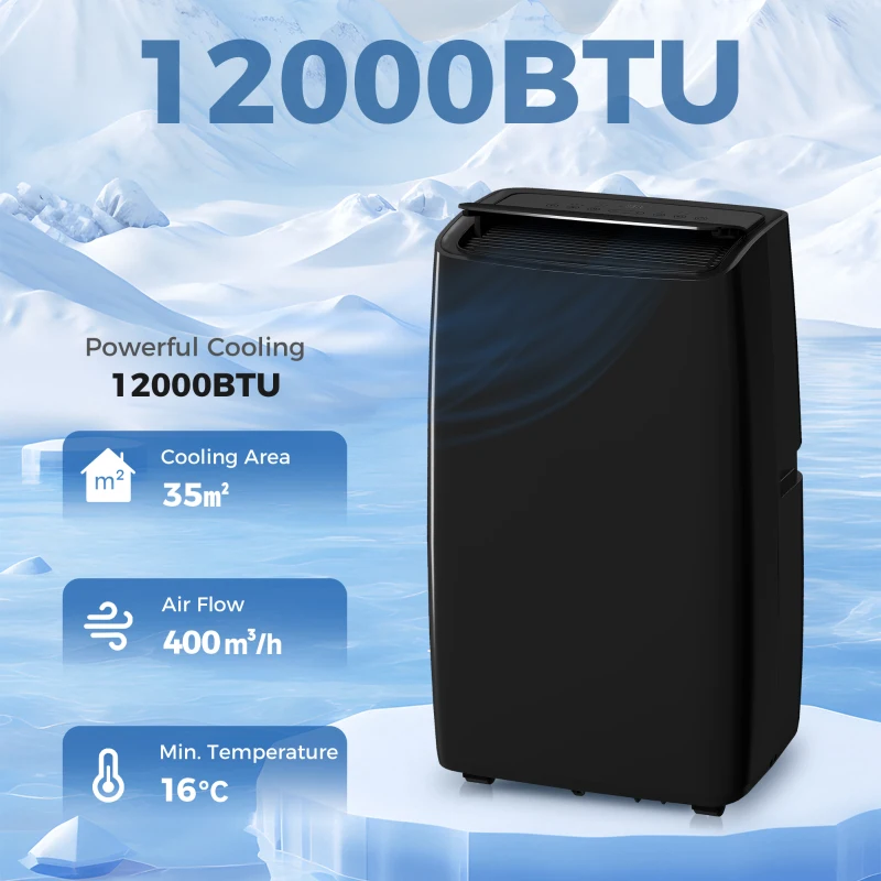HOMCOM Portable Air Conditioner 12000 BTU BTU, 4-in-1 Air Conditioning Unit, Dehumidifier, Cooling, Fan, Child Lock, 35 m²