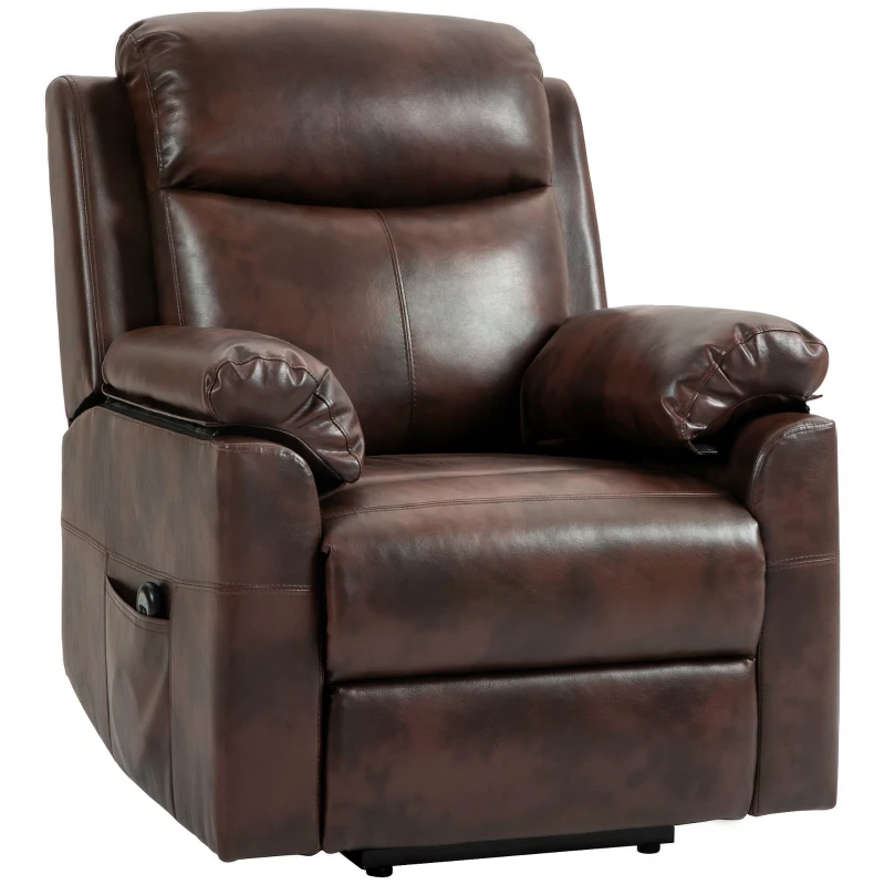 HOMCOM Faux Leather 70° Electric Riser Recliner Chair, Dark Brown