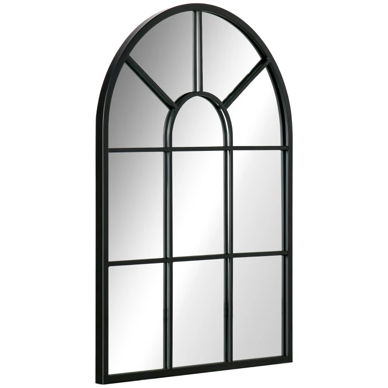 HOMCOM Espejo Decorativo de Pared 50x70cm Espejo de Ventana de Metal para Salón Dormitorio Entrada Estilo Moderno Negro