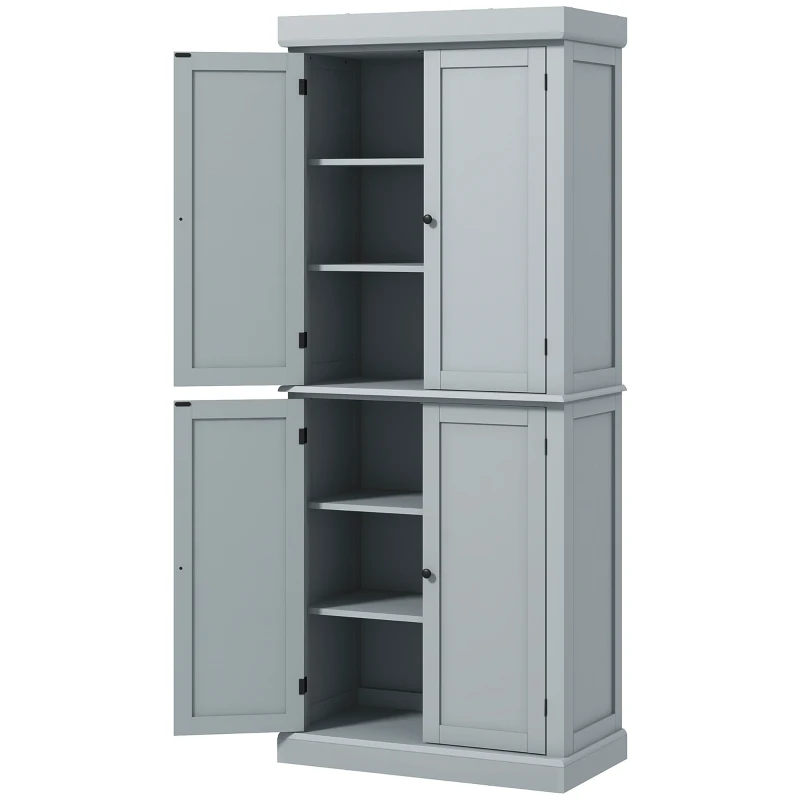 HOMCOM Armoire de cuisine buffet cuisine style moderne avec placards, étagères réglables, 76 x 40,5 x 184 cm, gris(m-12)