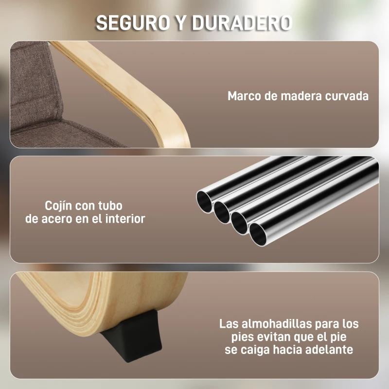 HOMCOM Sillón de Salón con Reposapiés Ajustable Butaca Tapizada en Lino Sintético para Oficina Dormitorio 66,5x94x100cm Marrón