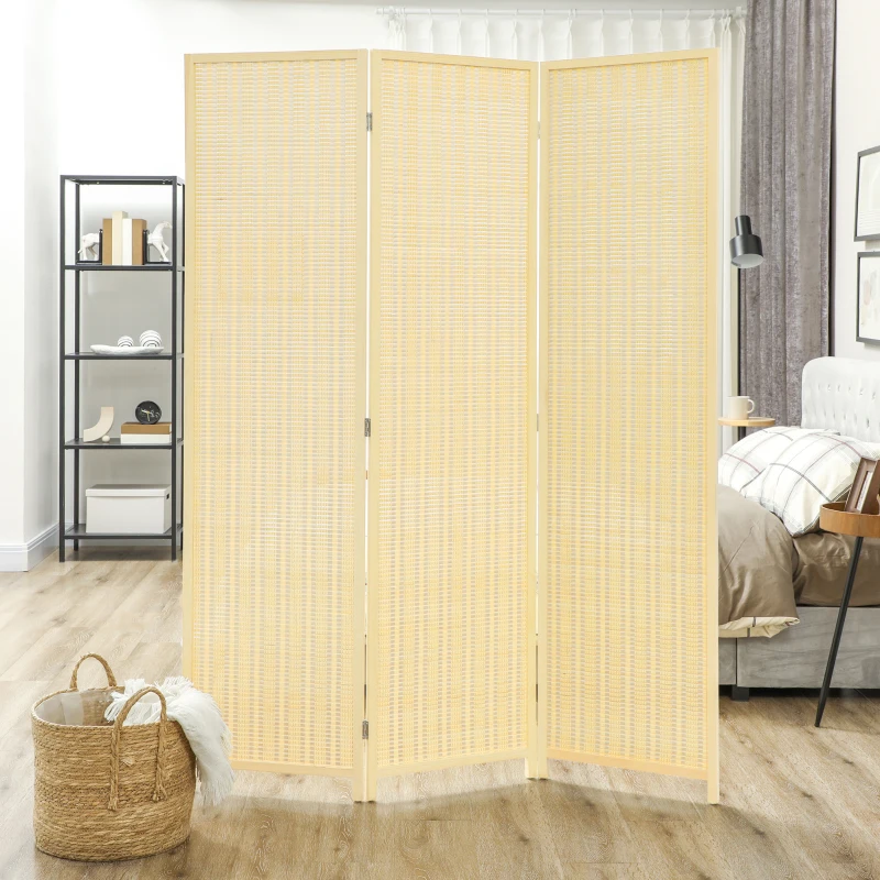 HOMCOM Paravent en bois séparateur de pièce closion de séparation pliable 3 panneaux 135 x 180 cm bois naturel