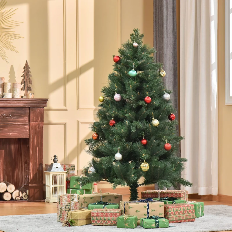HOMCOM Weihnachtsbaum Ø90 x 180 cm, künstliche Tanne, realistisches Nadelkleid, Grün
