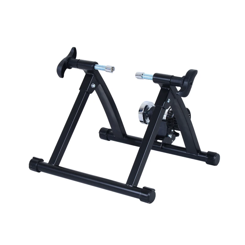 HOMCOM Deluxe Indoor Bicycle Trainer Stand Fan Fly Wind Wheel with Foldable Turbo Trainer & Noise Reduction Suitable for Tyres 26"-28" & 700C Wheel Road Bike - Black