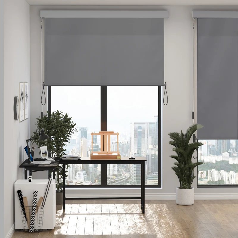 Outsunny Toldo Vertical Enrollable con Manivela Protección UV para Interior y Exterior Balcón Porche Terraza 140x250 cm Gris