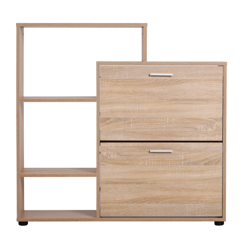 HOMCOM Scarpiera Portascarpe Design Moderno Elegante Salvaspazio 20 paia da Ingresso in Legno 101,5  x 25,5  x 98 cm