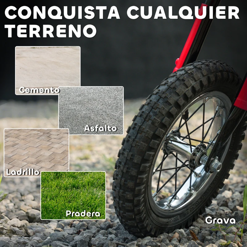 AIYAPLAY Moto Eléctrica para Niños 24V con Motor 250W Velocidad de 6-16km/h Ruedas de 12'' para Niños de 8-12 Años Rojo