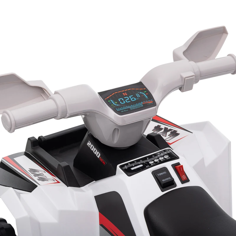 HOMCOM Quadriciclo Elétrico para Crianças Veículo Elétrico a Bateria de 6V com Velocidade de 2,5 km/h 70x41,5x48,5 cm Branco