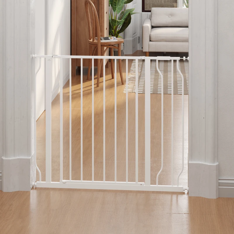 PawHut Lot de 2 barrières de sécurité pour animal longueur réglable escaliers couloirs portes sans perçage en acier ABS