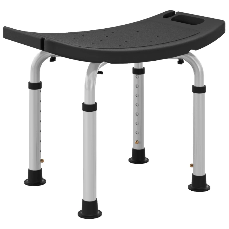 HOMCOM Tabouret de douche pour personnes âgées et handicapées avec hauteur réglable, patins antidérapants, noir