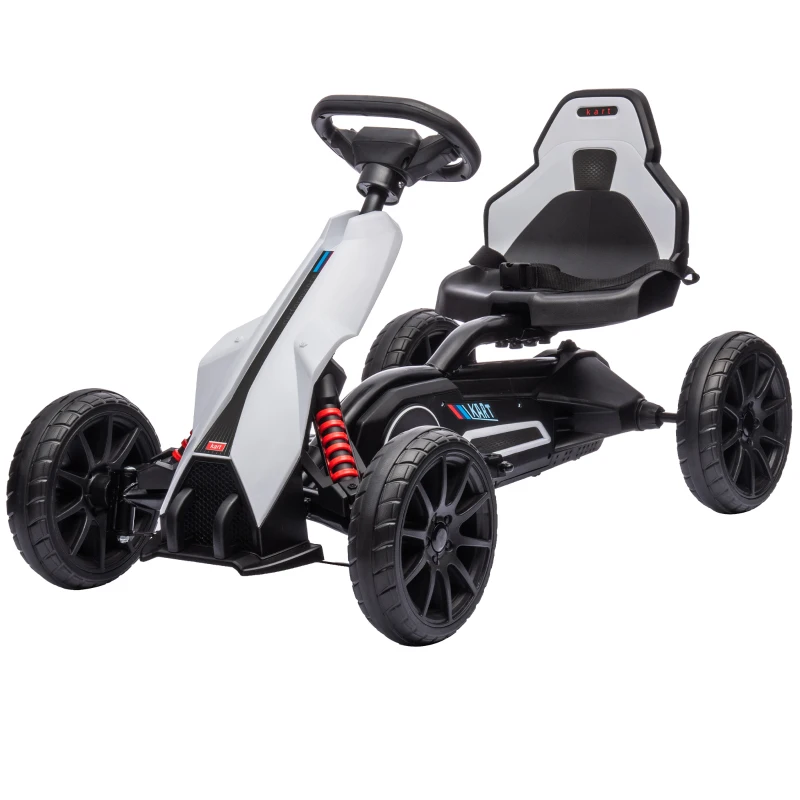 HOMCOM Kart électrique pour enfant 12V - Vitesse réglable 3-5km/h pour enfants de 3 à 8 ans - siège réglable - blanc(m-18)