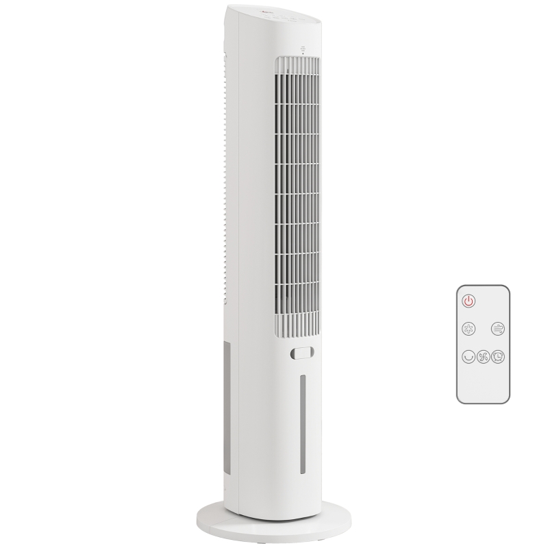 HOMCOM Refroidisseur d'air colonne 3 en 1 refroidisseur humidificateur ventilateur, oscillation 48°, 3 vitesses 3 modes, blanc