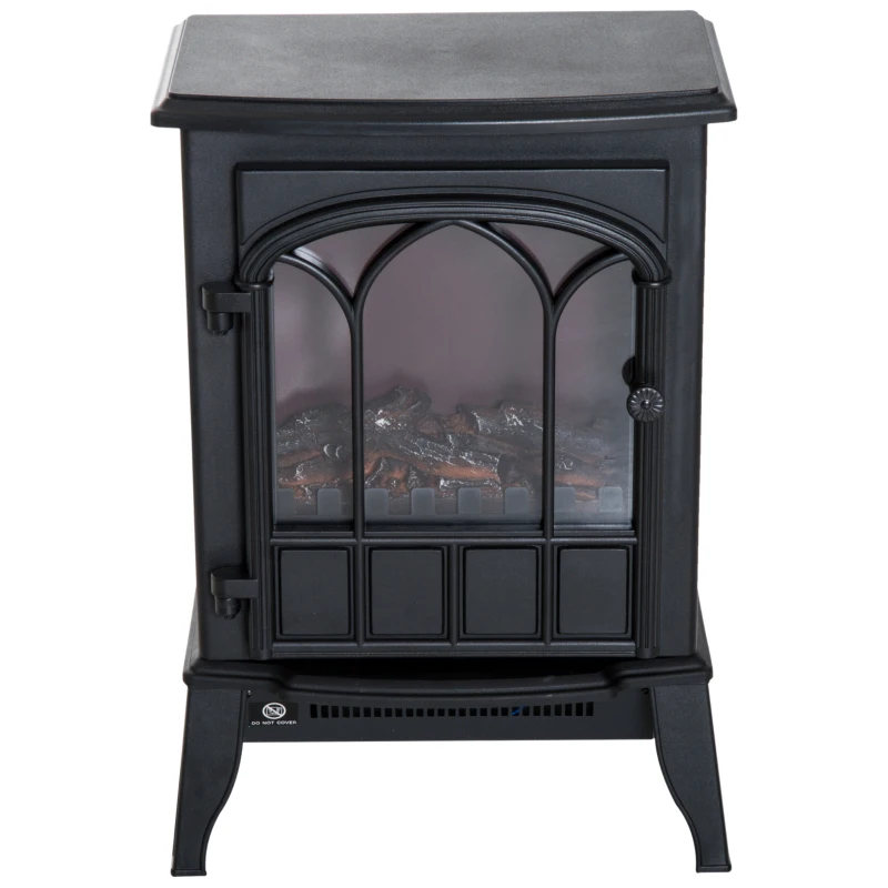 HOMCOM Chimenea Eléctrica 1000W/2000W Efecto de Llama Temperatura Ajustable y Protección Sobrecalentamiento para 15-30 ㎡ Negro