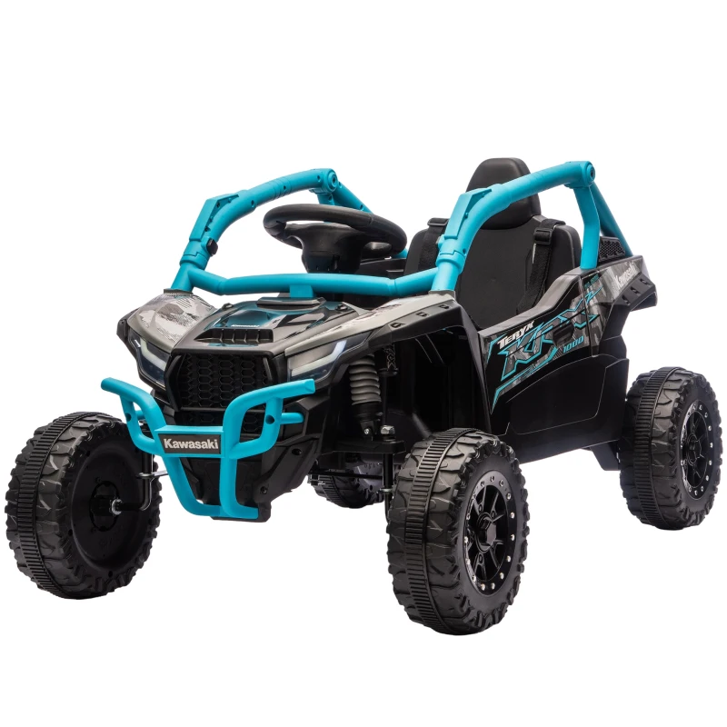 AIYAPLAY Coche Eléctrico para Niños 12V con Licencia Kawasaki Teryx KRX 1000 Control Remoto Suspensión Trasera Azul