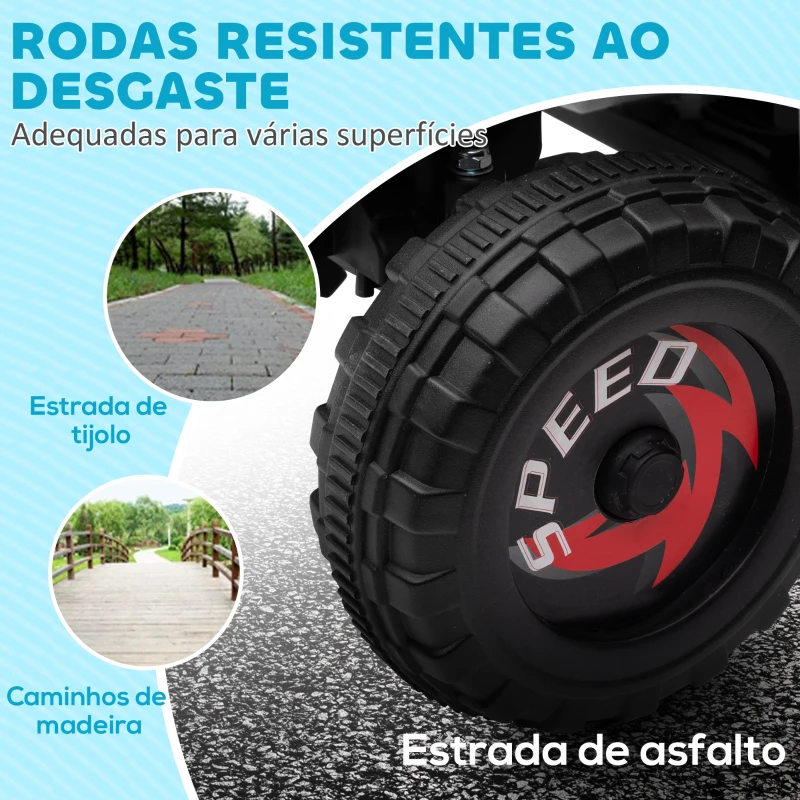 HOMCOM Quadriciclo Elétrico para Crianças Veículo Elétrico a Bateria de 6V com Velocidade de 2,5 km/h 70x41,5x48,5 cm Branco