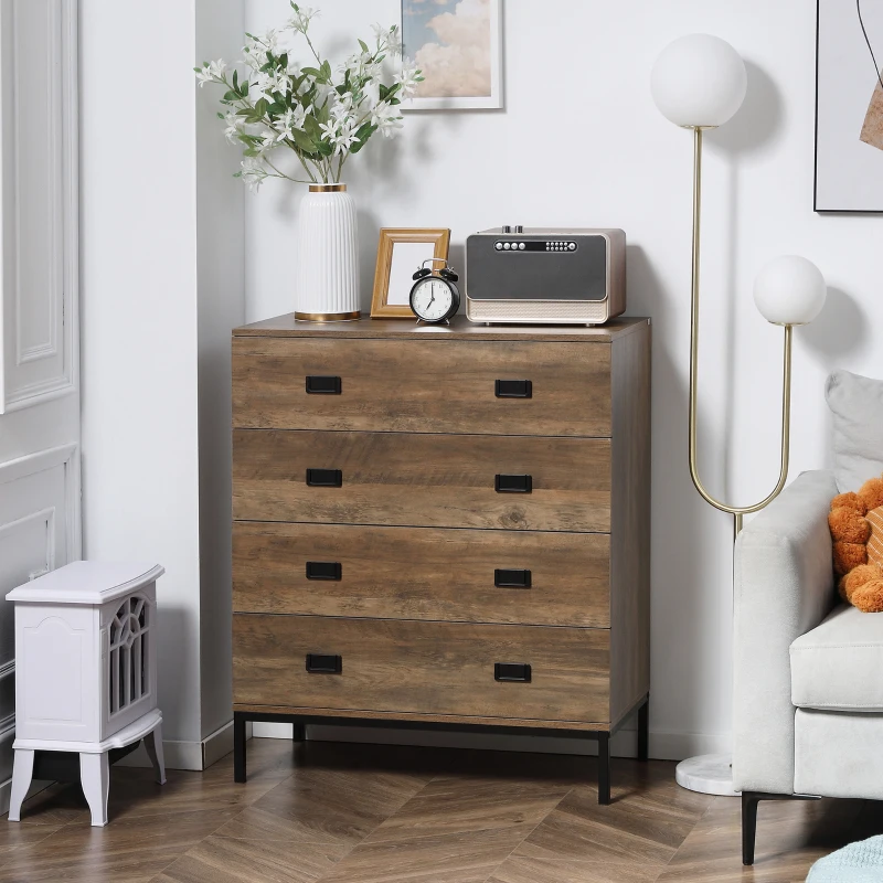 HOMCOM Chest of Drawers, Bedside Table Set with Drawers, Coffee