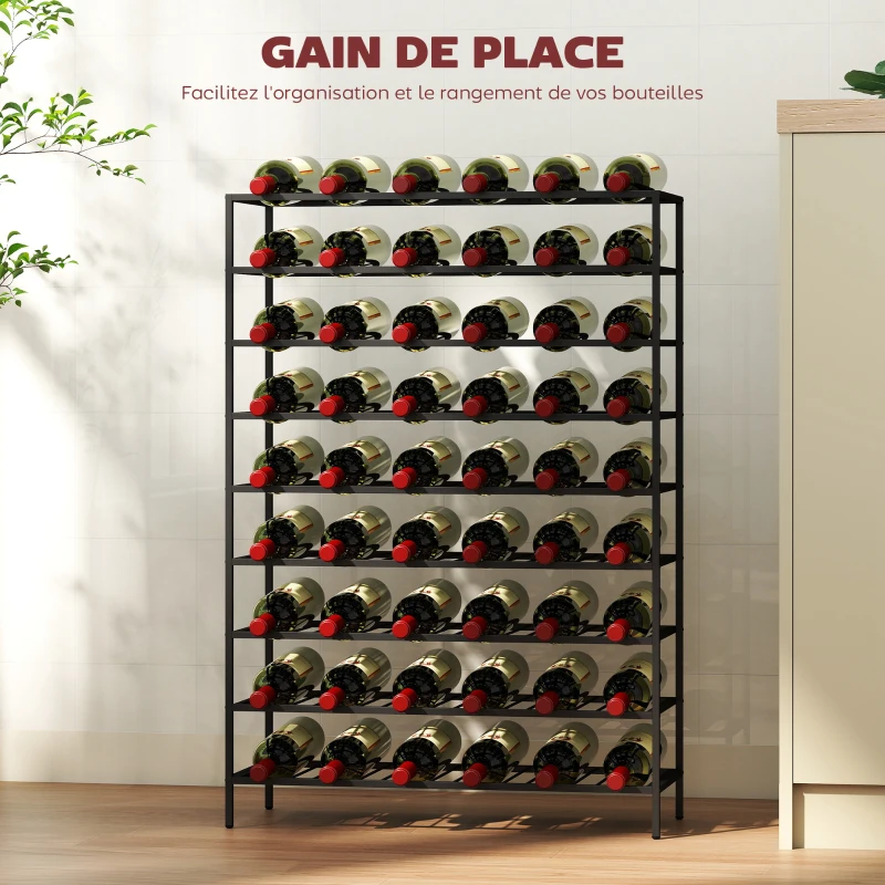 HOMCOM Étagère à vin rack pour bouteilles range-bouteilles capacité 54 bouteilles dim. 63L x 25l x 91H cm métal noir
