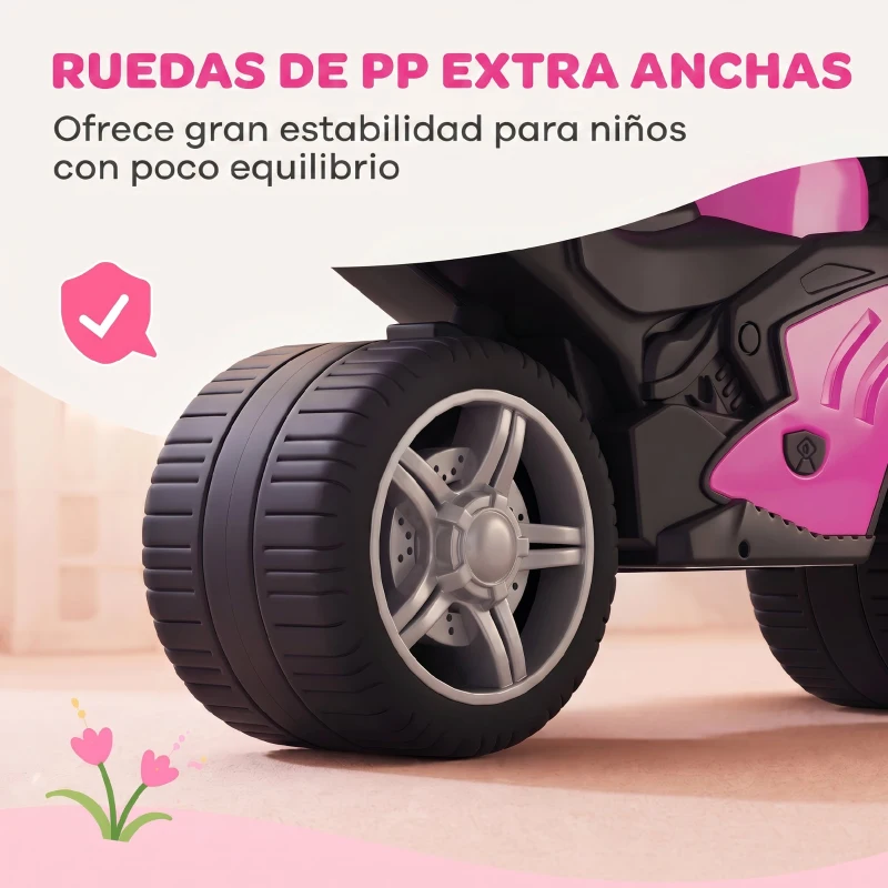 AIYAPLAY Bicicleta sin Pedales Moto Correpasillos con Música y Ruedas Extra Anchas para Niños y Niñas de 18 a 36 Meses Rosa
