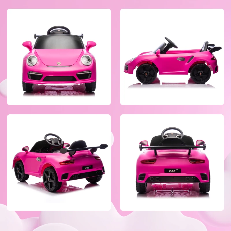 AIYAPLAY Coche Eléctrico para Niños con Licencia RUF CTR 3 Clubsport Mando a Distancia Motor Doble Ruedas Auxiliares Rosa